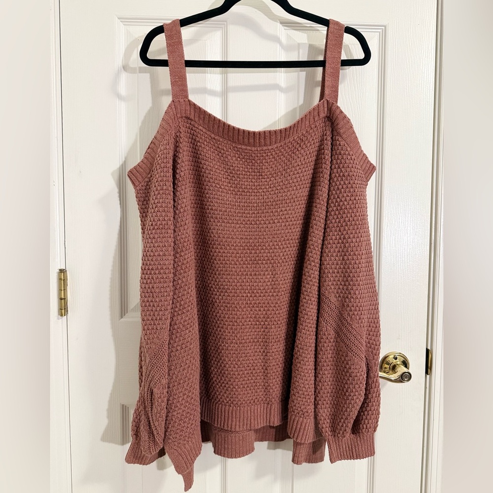 Maurices Mauve Off-the-Shoulder Sweater Ribbed Knit